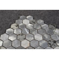 Marble and Stainless Metal American Olean Hexagon Mosaic Tile